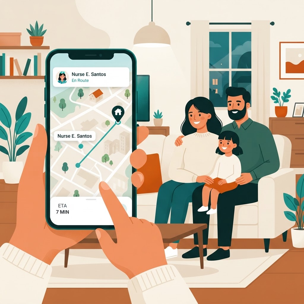 Live GPS route tracking of visiting home nurse